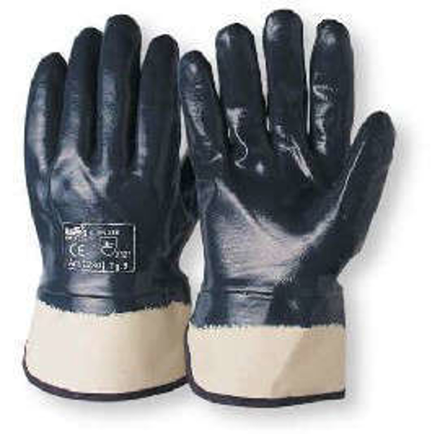 Guanto NBR blu con manichetta interamente spalmato Tg.9