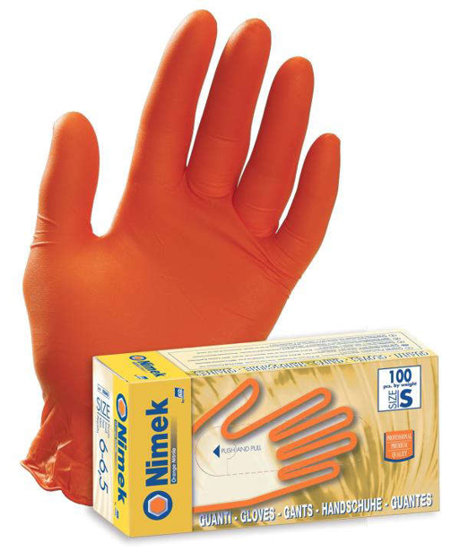 GUANTI IN NITRILE ARANCIONI  taglia M-L