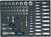 Assortimento cricchetti, snodi, prolunghe, bussole esagonali e torx 1/4 - 3/8 - 1/2 - - 80 pezzi