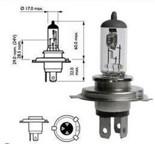 Ricambi per camion, escavatori e trattori - Lampadina H4 24v 75/70w