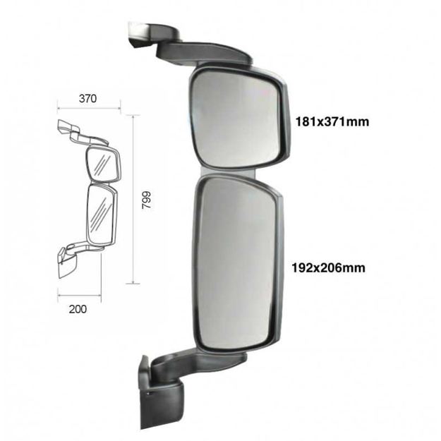 Dimensioni specchio stralis active space destro