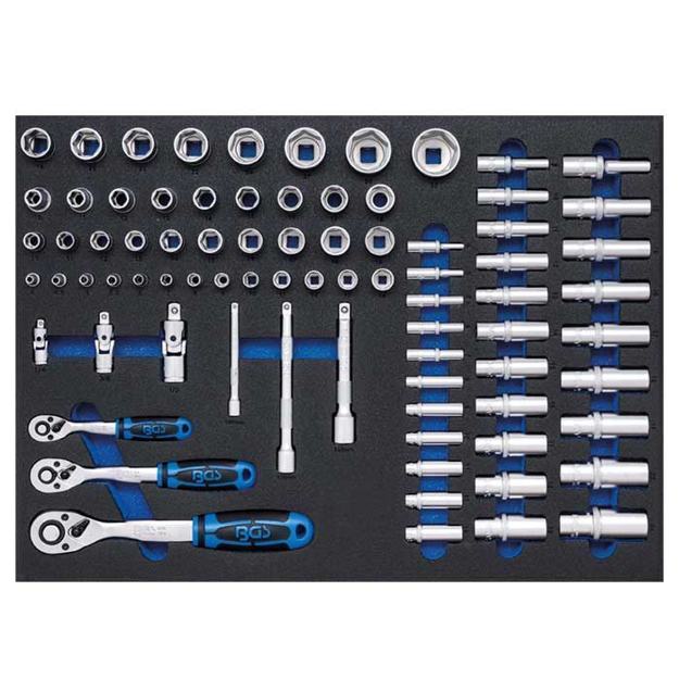 Assortimento cricchetti, snodi, prolunghe, bussole esagonali e torx 1/4 - 3/8 - 1/2 - - 80 pezzi