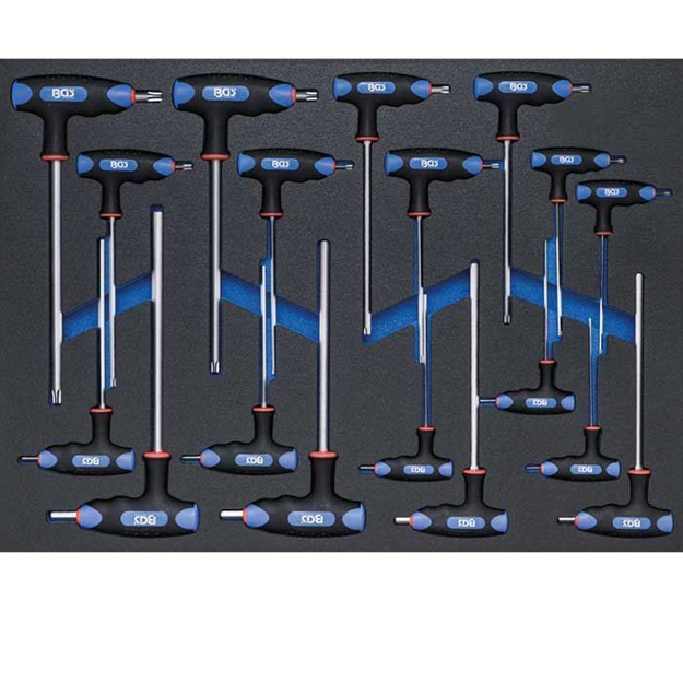 Assortimento chiavi con esagono e torx a T con testa sferica - 18 pezzi