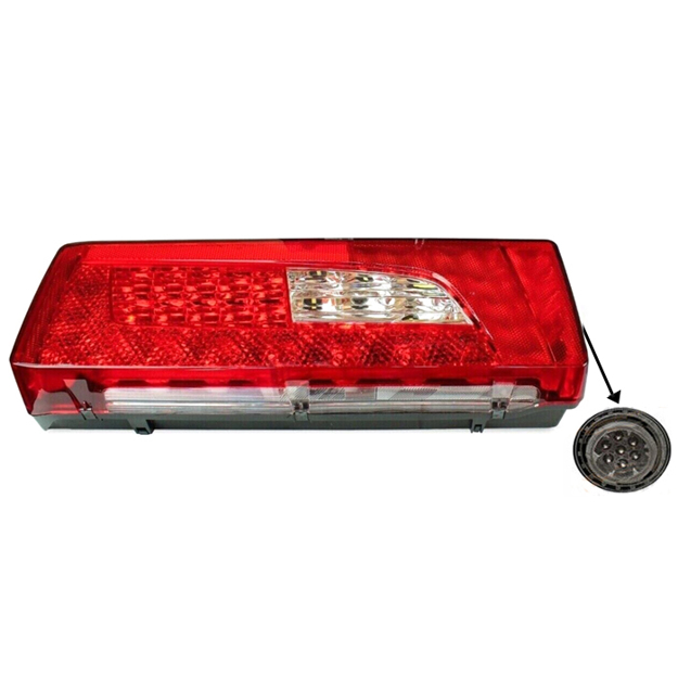 Immagine di Fanale posteriore a led Scania Euro 6 sinistro con luce targa