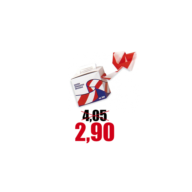 Immagine di Nastro segnaletico da cantiere bianco/rosso  mm. 70 x 200 mt