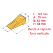 Dente per mini escavatore foro verticale 45 x 45