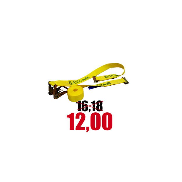 Immagine di Cinghia ancoraggio con cricchetto per celle frigo H. mm.50 mt.3 + 0,45  con gancio tendex