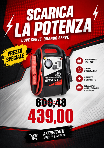 Avviatore booster 12/24 V 4000 ah di spunto